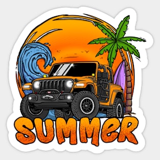 Orange Jeep Wrangler Summer Holiday Sticker